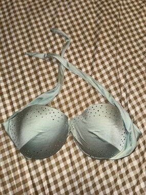 Victoria's Secret Light Aqua Rhinestone Halter Push-Up Bikini Top